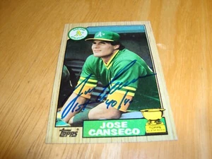 Jose Canseco Oakland A's IP Autograph Auto " 1st 40/40" insc 1987 Topps # 620 RC - Picture 1 of 6