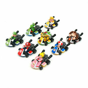 8pcs Super Mario MarioKart Wii Luigi Diecast Model Figure Vehicle Play Toy Gift