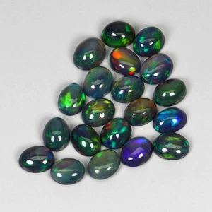Oval Natural AAA Floral Flash Play Of Color Black Opal 4.31ct 5x4mm 21pcs Lot - Picture 1 of 13