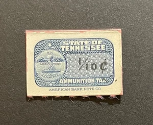 Tennessee State Revenue - 1/10 cent Ammunition Tax #AM27 dark blue & black - TN - Picture 1 of 2