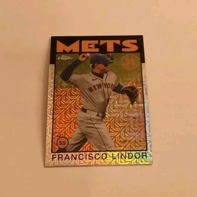 2021 Topps Silver Pack Chrome 1986 Mojo Refractor SP Francisco Lindor NY Mets - Image 1 of 2