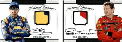 2017 National Treasures Bill Elliott Chase Elliott Dual Auto Mem Booklet #/5 - Image 1 of 2