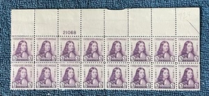 Scott #724, 3c William Penn, Top Plate Strip/16 with Plate #21068, MNH - Bild 1 von 1