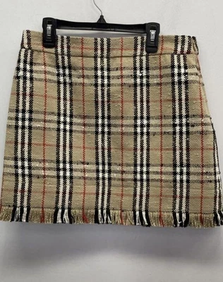 Nueva Falda Original BURBERRY Catia DE COLECCIÓN CUADROS BOUCLÉ MINIFALDA Mujer Marrón/Tostado Foto 1 de 3