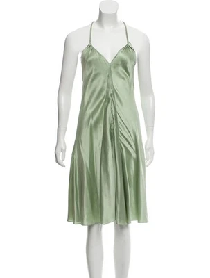 Vestido vintage de seda verde Zac Posen de la década de 2000 con correa de espagueti pequeño o extra pequeño Foto 1 de 4