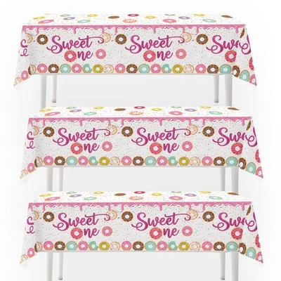 3pcs Sweet One Donut Party Tablecloth Donut 1st Party Decorations1 Year Old Birt - Image 1 of 4