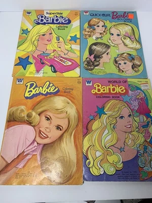 Vintage Barbie Coloring Book Lot Of  4: Superstar, Quick Curl, World of Barbie  - Image 1 of 4
