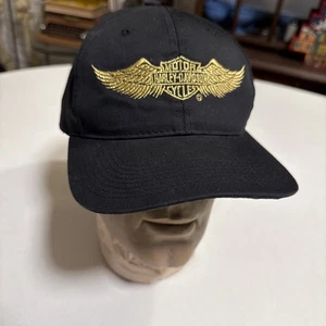De colección Harley Davidson Snapback Sombrero Aanco Oficial Motor City Negro Ala Dorada - Imagen 1 de 7