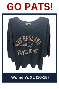🏈 Camiseta corta XL para mujer NFL NE Patriots Half Moon Stevie - Ropa elegante para aficionados - Imagen 1 de 12