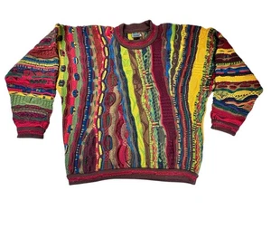 Vintage 💯 % Coogi Australia Strick Baumwolle 3D Pullover Selten Mehrfarbig Biggie XL - Bild 1 von 24