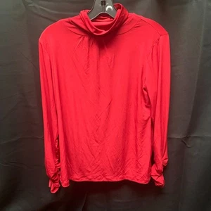 Susan Graver Turtle Neck Evening Dinner Top Blouse - Women's Size S Red - Bild 1 von 6