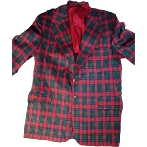 Abrigo Deportivo De Colección John Blair Vacaciones Cuadros Hombres Fiesta Blazer Rojo Verde Retro - Imagen 1 de 6