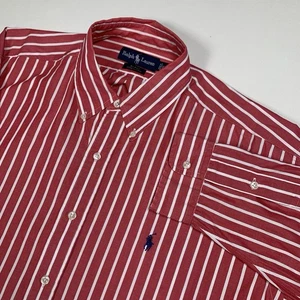 Polo Ralph Lauren Blake Langarm Button Down Hemd Herren XL rot gestreift Pony - Bild 1 von 7
