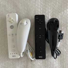 Nintendo Wii Remote Controller Authentic OEM with Nunchuck White Black RVL-003