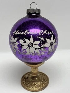 Vintage lila glänzend Brite 3" Weihnachten Jubel Weihnachtsstern Schablone Glas Ornament - Bild 1 von 8