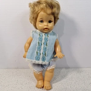 Vintage 1964 Ideal Doll Teary Deary Baby Blinking Eyes Cute Blue Top And Pants - Picture 1 of 12