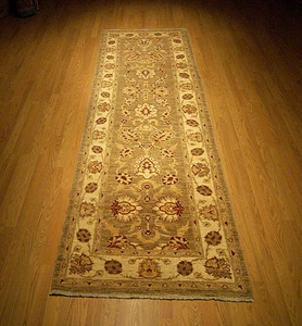 3 x 10 High Quality Handmade Veggie Dyes Fine Wool Afghan Ziegler Hallway Runner - Picture 1 of 10
