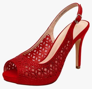 DREAM PAIRS Women's High Heels Platform Dress Rhinestones Peep Toe Pumps Shoes 7 - Picture 1 of 7