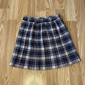 VTG HANDMADE GREEN WHITE YELLOW PLAID PLEATED UNIFORM SCHOOL SKIRT SIZE 4/5T - Picture 1 of 2