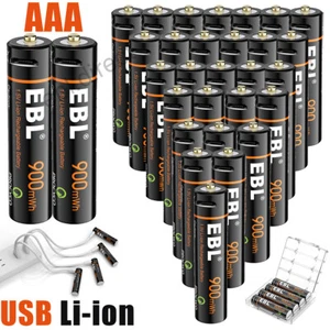 EBL 1.5V AAA AA Batteries USB Rechargeable Charging By USB Li-ion w/ Cable Lot - Picture 1 of 24