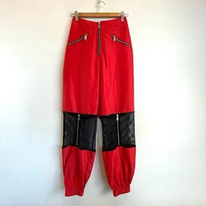 I.AM.GIA Sz XS 6 Red Gwen Mesh Panel Pants Designer Made In Australia - Picture 1 of 12