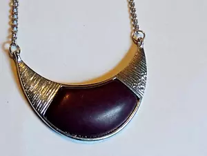 Purple and Silver Scoop Cresent Moon Necklace - Picture 1 of 4