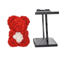 9"/15" Rose Bear Flower Bear + Box Valentine's Day Wife Girlfriend Wedding Gift - Picture 1 of 1