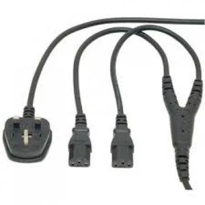 Stromkabel UK Netz Sicherungsstecker auf 2 x IEC C13 Buchse Y Split 2,5m v2 - Bild 1 von 2