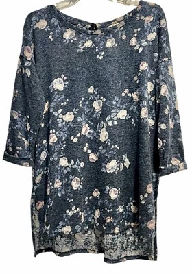 Легкий свитер Lauren Conrad для подиума размер 2XL синий цветочный богемная туника - Изображение 1 из 4