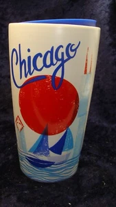 "Chicago Starbucks frente al mar ~ vaso de cerámica ~ veleros ~ 12 oz ~ 6"" ~ en muy buena condición ~" - Imagen 1 de 5