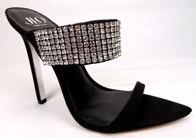 JENNIFER LOPEZ Noin 晚间高跟鞋凉鞋黑色水钻女式 9.5 M 码 — 第 1/4 张图片