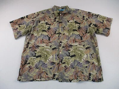 Camisa masculina Tori Richard algodão gramado 2XL marrom floral botão para cima havaiana - Imagem 1 de 4