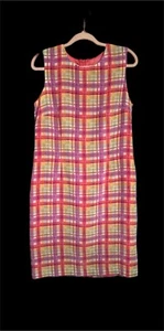 Maggie London Damen 1960er Retro Mod Shift Kleid Gr. 12 kariert Seide Midi EUC - Bild 1 von 3