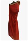 Thu Thuy Silk One Shoulder Red Chiffon Dress S/M UK10/12 Toga Greek Olympian