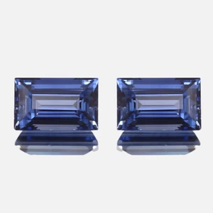 Matched Pair AAA 9x7 MM Natural Ceylon Blue Sapphire Baguette Loose Gemstone Cut - Picture 1 of 6