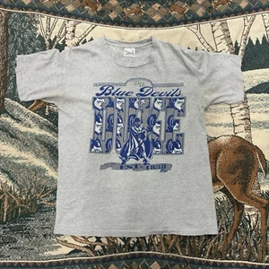 vintage duke university t shirt Size large Striped Spell Out 90s Blue Devil - Picture 1 of 4