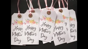 10 Large White Floral Happy Mothers Day Tags With Ribbon Ties - Picture 1 of 2