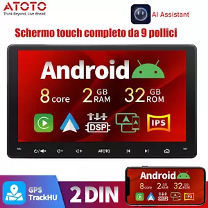 ATOTO A6PF Android 9 Pollici Autoradio NAVI GPS Wirelss Android Auto ChatGPT-AI - Foto 1 di 12