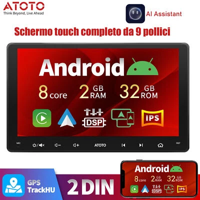 ATOTO A6PF Android 9 Pollici Autoradio NAVI GPS Wirelss Android Auto ChatGPT-AI - Immagine 1 di 4