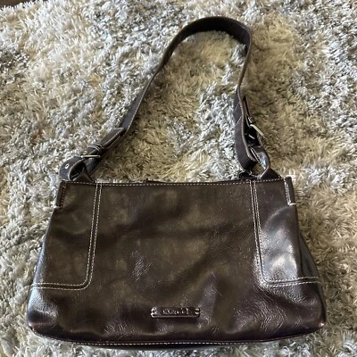 Bolsa de ombro feminina Nine & Co. couro marrom satchel - Imagem 1 de 4