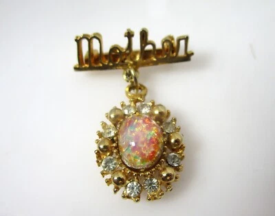 Prendedor de octubre vintage MADRE imitación lámina trasera estrás piedra de nacimiento colgante Foto 1 de 4