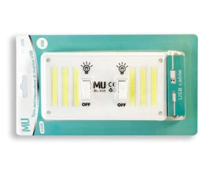 Interruttore Doppio Luce 6 Led COB Multiuso Ricaricabile Luminoso 9W Armadio Box - Foto 1 di 6