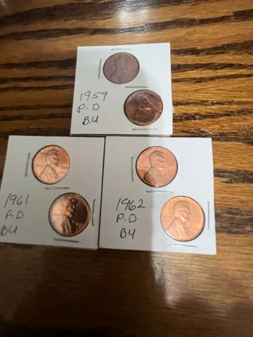 1959-1961-1962 P&D BU LINCOLN CENTS BRIGHT RED COINS (6 COIN SET) Cover