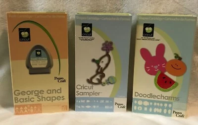 Lot of 3 Cricut Cartridges: George and Basic Shapes, Sampler &Dooldlecharms - Image 1 of 4