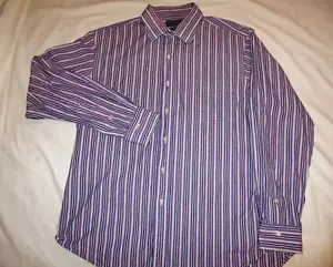 RALPH LAUREN MENS DESIGNER NICE LILAC NAVY WHITE STRIPED COTTON SHIRT 2XL VGC - Picture 1 of 2