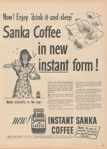 1946 Instant Sanka Coffee Enjoy Drink it and Sleep Print Ad - Picture 1 of 1