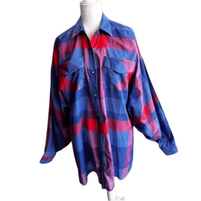 Anthropologie Eva Franco Juliette Dress Blue Red Panama Plaid SZ 12 NEW - Image 1 of 4