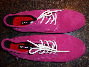 Oliberte pink suede Eloka leather oxford shoes flats display size 7M New no box - Picture 1 of 8