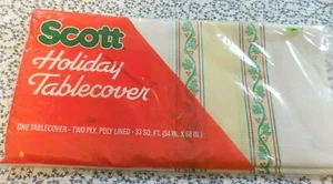 Scott Holiday Tablecover ~ Paper with Poly Lining ~ 54" X 88" Vintage ~1986 ~New - Picture 1 of 1