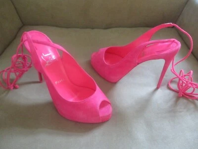 Christian Louboutin шнурует вверх NVP замшевые насосы 120 сандалии размер 37,5 США 7,5 новый/дефект - Изображение 1 из 4